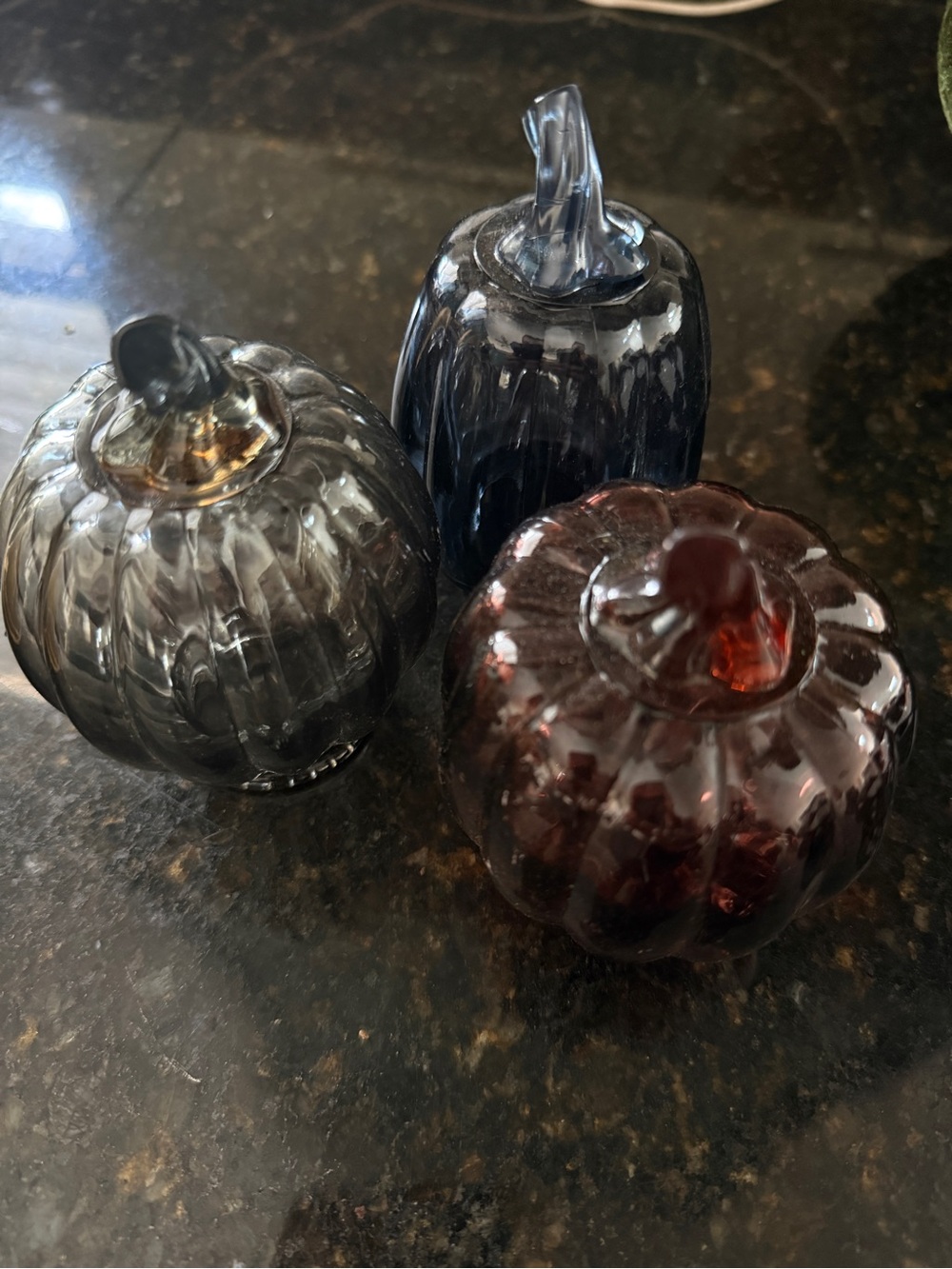 Target Handblown Glass Pumpkin Trio - Gray, Blue, Garnet